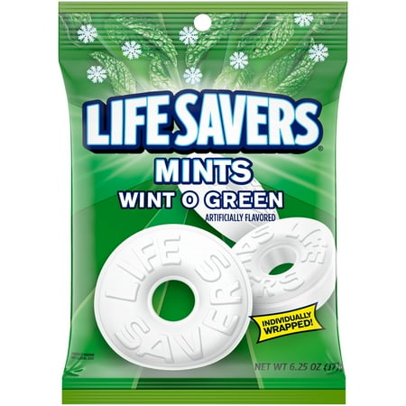 Life Savers Wint-O-Green Breath Mints Hard Candy - 6.25 oz Bag (Pack of 15)