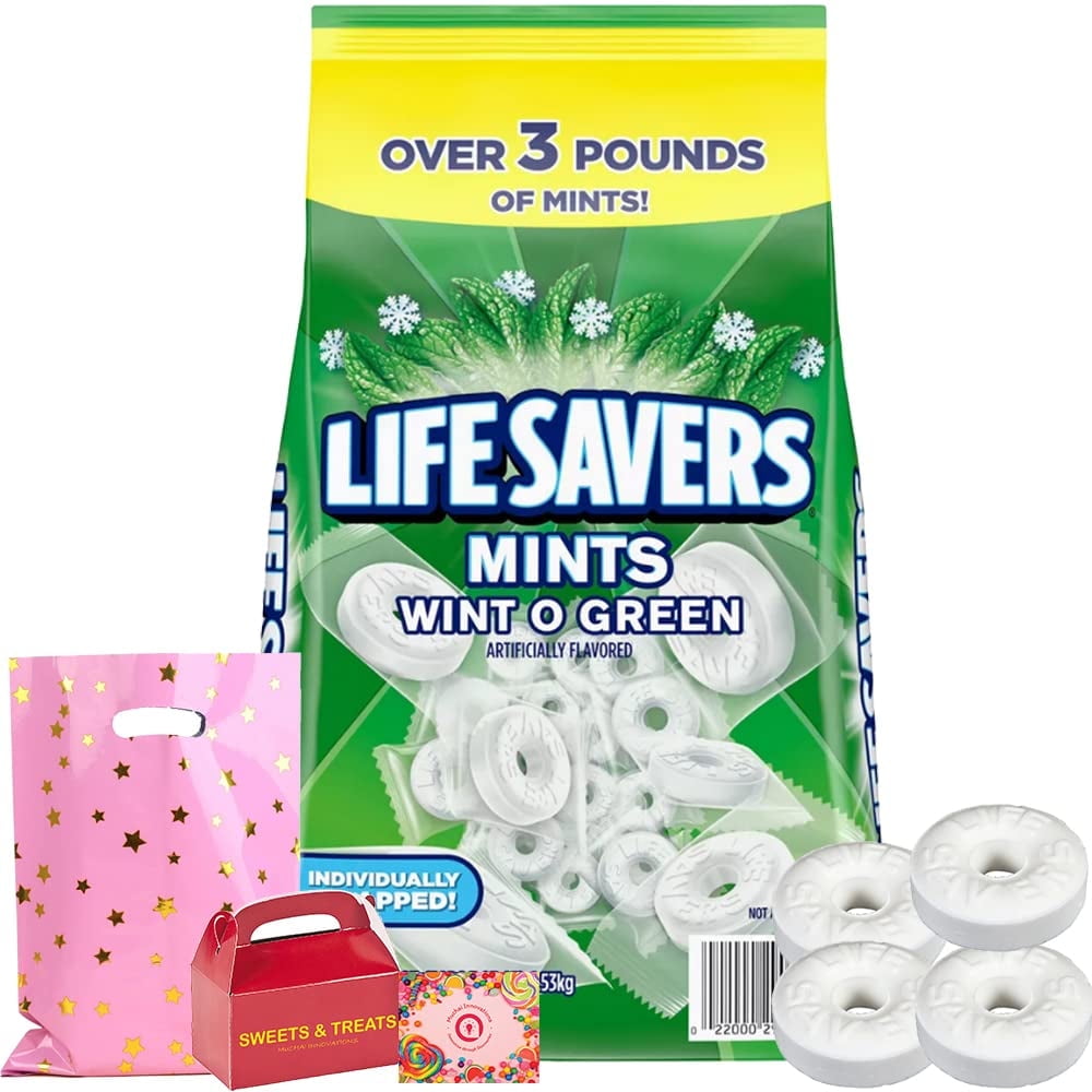 Life Savers Wint-O-Green Wintergreen Hard Candy, 3 lb Bulk Bag, Individually Wrapped Breath Mints, Refreshing Mint Flavor, Classic Mint Candy for Office, Travel, Sharing