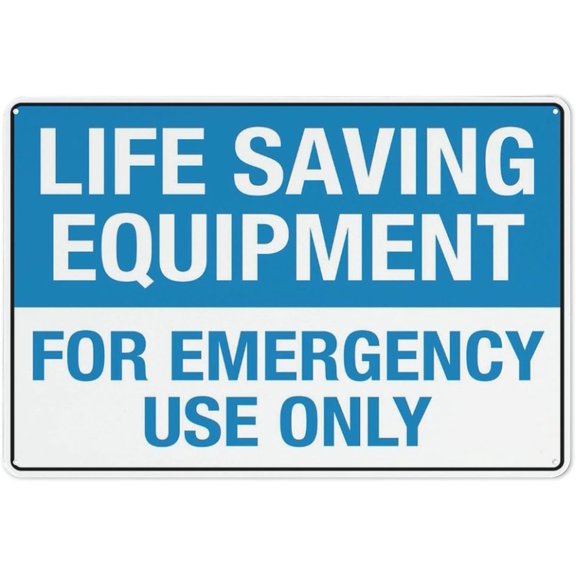 Life Saving Equipment Reflective Aluminum Sign - 8"x12", Rust Free, Weather Resistant, Waterproof, Easy To Mount - Pool, Beach, Lake, Waterfront Property