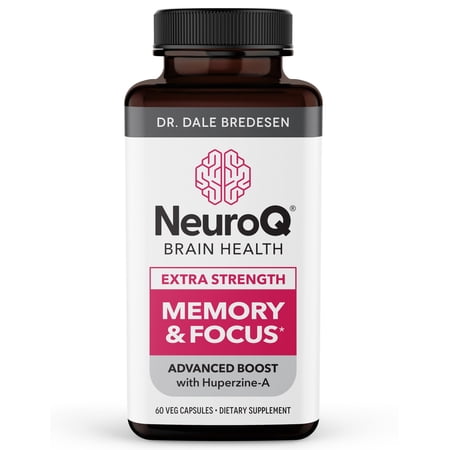 NeuroQ Memory & Focus Extra Strength - Boosts Cognitive Performance & Brain Function - Supports Neuroprotection & Concentration - Huperzine A, Gotu Kola, Ginkgo, Coffee Fruit & Propolis - 60 Capsules