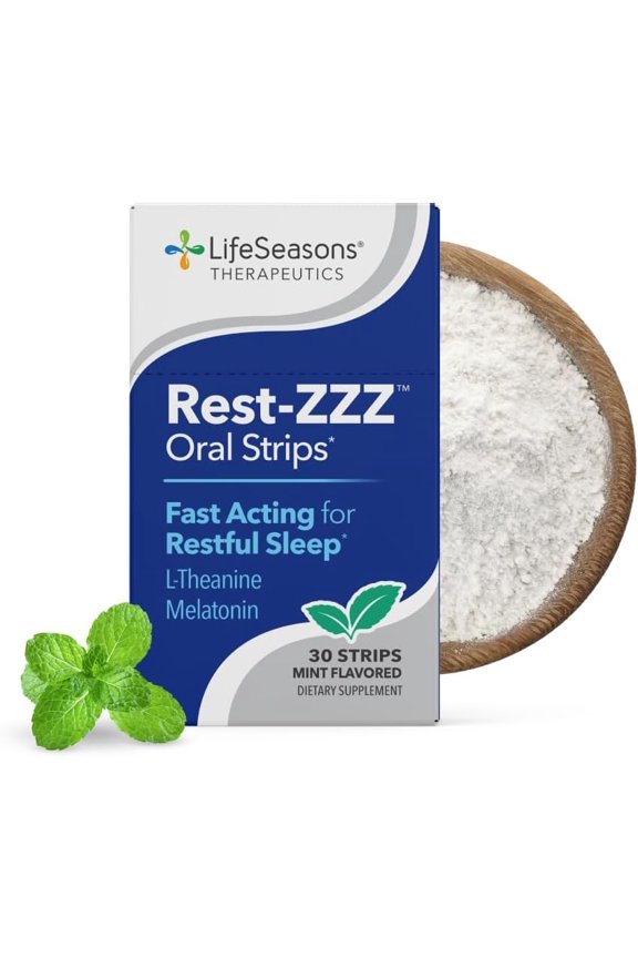 Life Seasons Rest-ZZZ Oral Strips - Powerful Sleep Support Supplement - Fall Asleep & Stay Asleep - Calms Nervous System - Naturally Ease Tension & Restlessness - 30 Strips