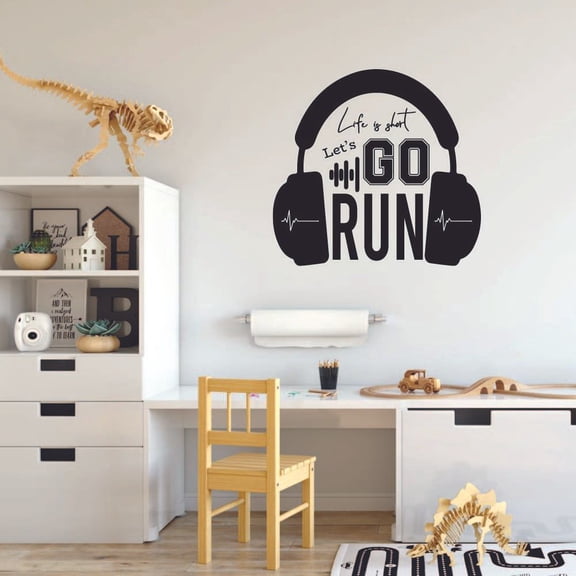 Life Is Short Go Run Marathon Running Motivation Quote Wall Sticker Art Decal for Girls Boys Room Bedroom Gym Studio Garage House Fun Home Decor Stickers Wall Art Vinyl Decoration Size (10x10 inch)