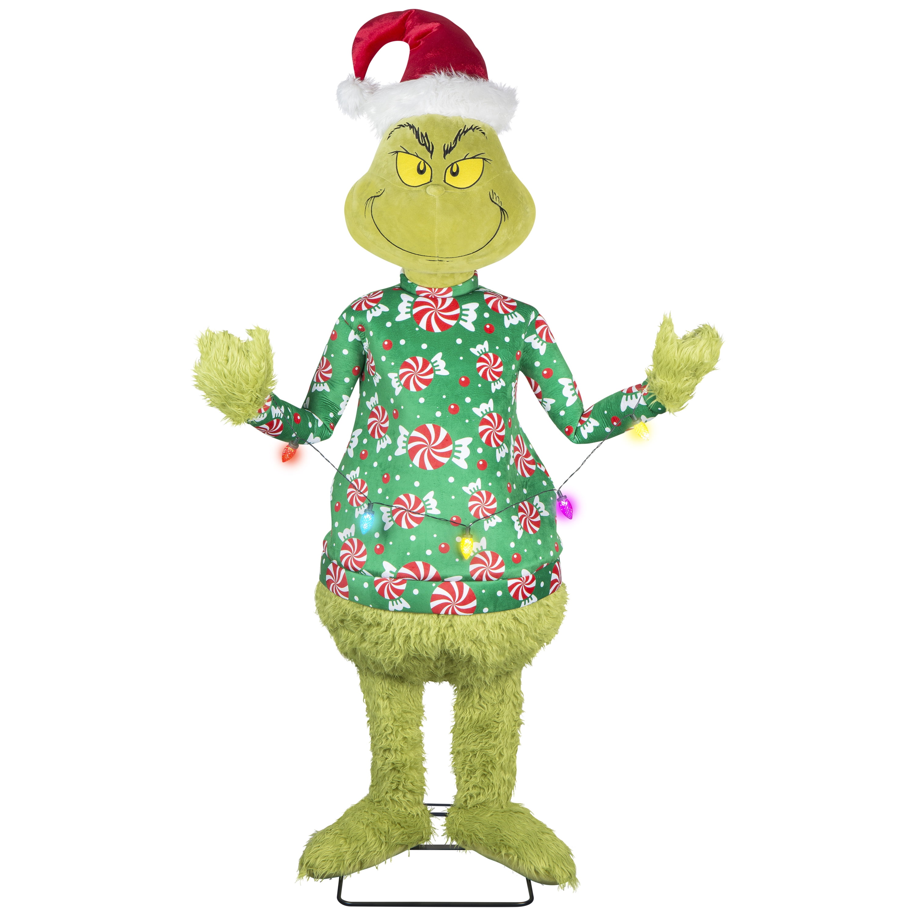 Life Size Animated Dr. Seuss Grinch in Ugly Christmas Sweater Dcor, 5.8 ft