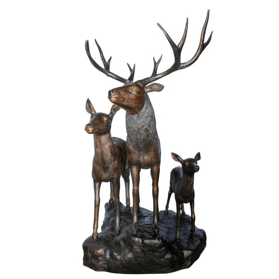 Life Size Bronze Deer Family Sculpture for Outdoor Display 48" x 50" x 81"H