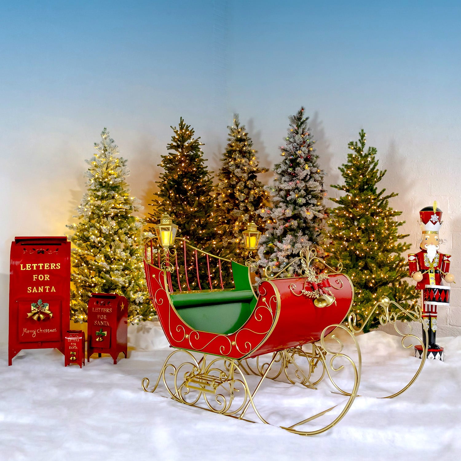 Large Life-Size Christmas Outdoor Victorian Santa Sleigh