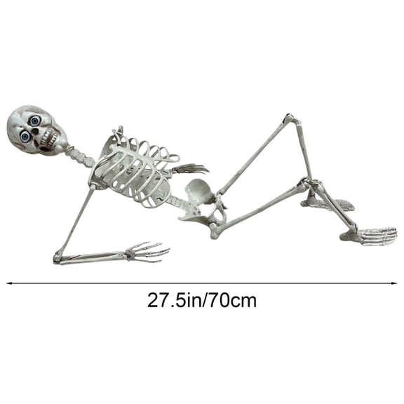 Life Size Halloween Skeleton Prop, 170cm Full Body Posable Human Skeleton Decoration with Eyepatch for Haunted House Graveyard Party Decor