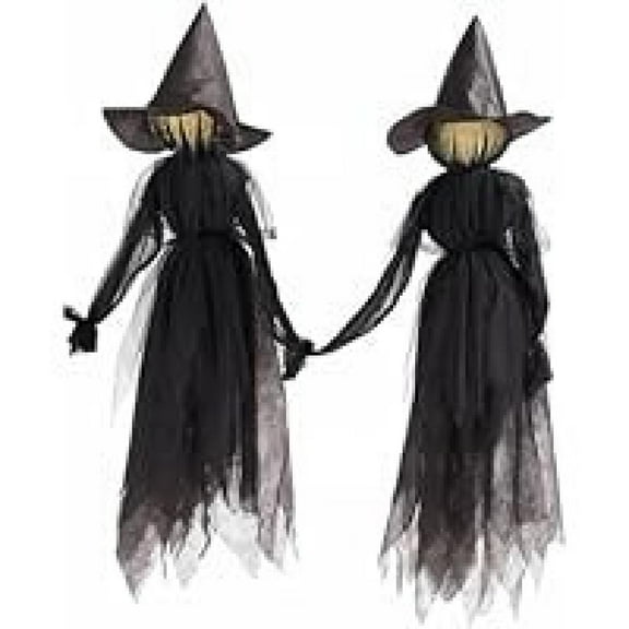Life-Size Light-Up Screaming Witches Halloween Decor - Outdoor LED Animated Witch with 7 Color Changing Lights & Sound Activation, Scary Yard Decoration