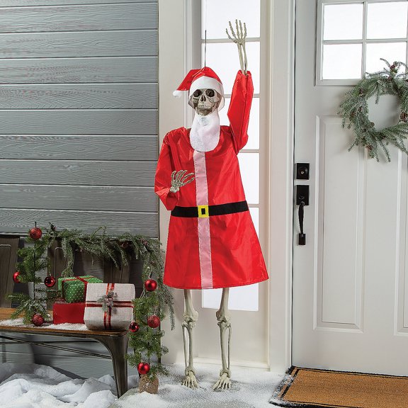 Life-Size Posable Skeleton with Santa Outfit Kit - 4 Pc