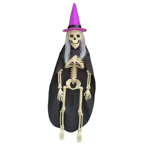 Life Size Poseable Halloween Skeleton Decor with Movable Joints for Outdoor and Indoor Scary Party Decoration Props