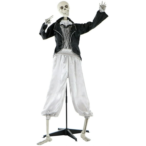 Haunted Hill Farm 5.25 ft Life-Size Skeleton Groom Prop with Lights and Sound, Indoor/Covered Outdoor Halloween Decoration, HHRPR-1FL