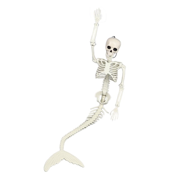 Life Size Skeleton Mermaid Halloween Outdoor Decorations Movable Posable Joints Realistic Full Body Skeleton Mermaid Props