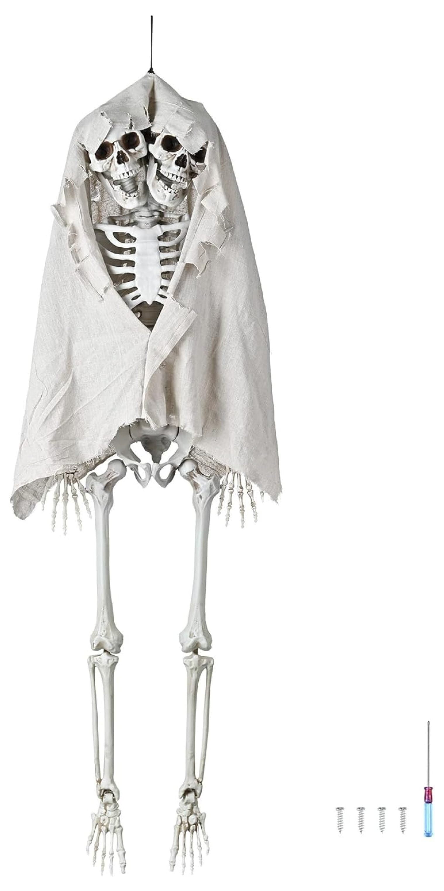 Life Size Skeleton Poseable,5.4 FT Full Size Human Skeleton Two Headed