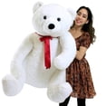 thumbnail image 1 of Life Size Stuffed White Teddy Bear, Soft Big Plush Animal, 3 Feet Tall and 3 Feet Wide, 1 of 10