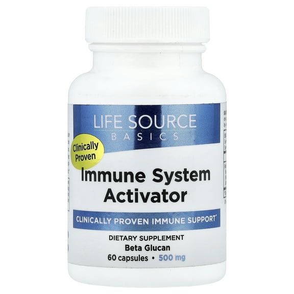 Life Source Basics (WGP Beta Glucan) Immune System Activator, 500 mg, 60 Capsules