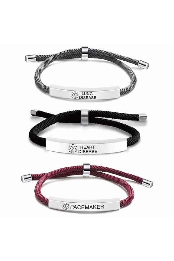 Life Star Medical Alert Bracelet Diabetic Warning Stainless Steel Braided Bracelet Wholesale