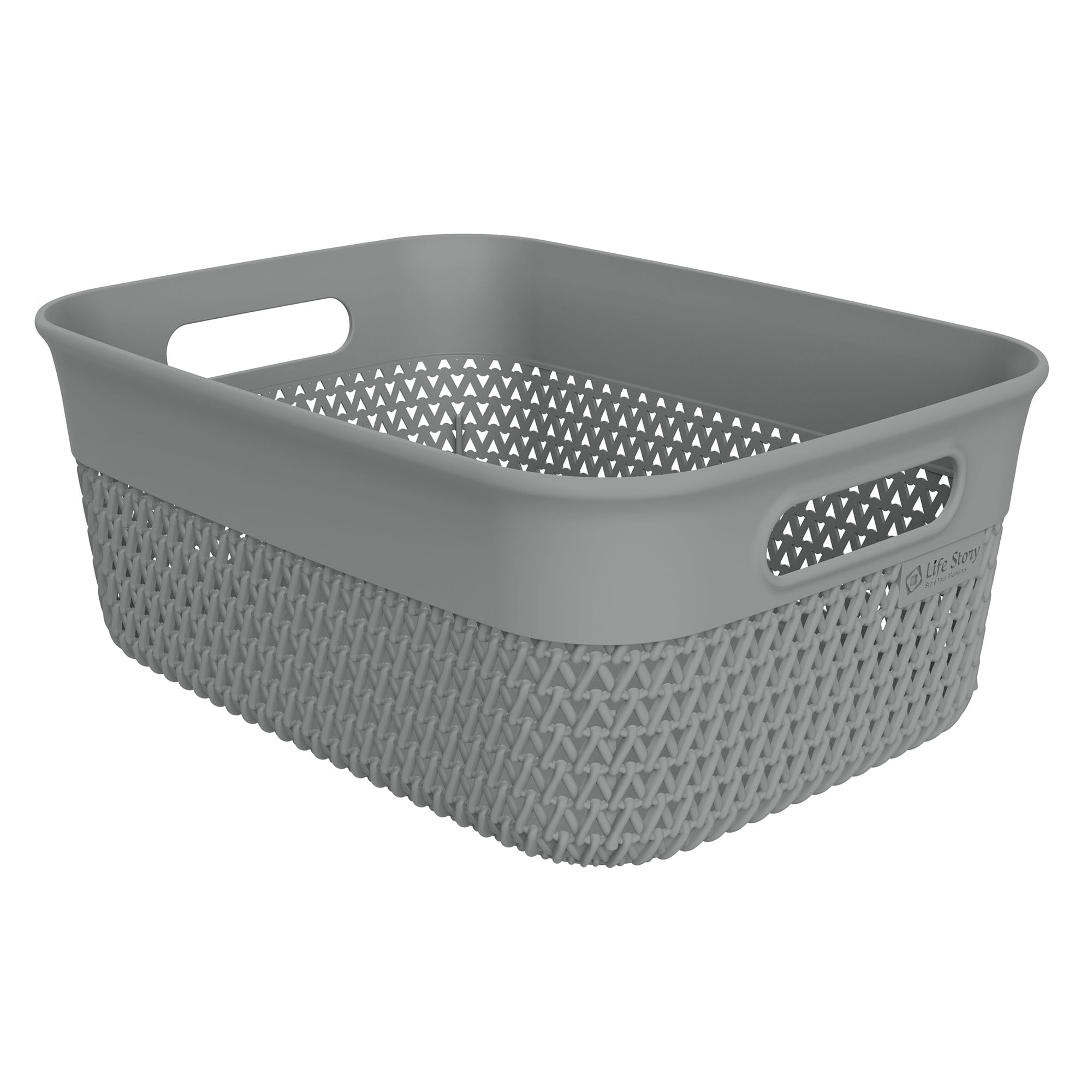 Life Story 10 Quart Decorative Storage Basket, Medium Plastic Home Organizer, Gray