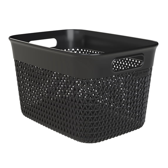 Life Story 16 Quart Decorative Storage Basket, Large Plastic Home Organizer, Black