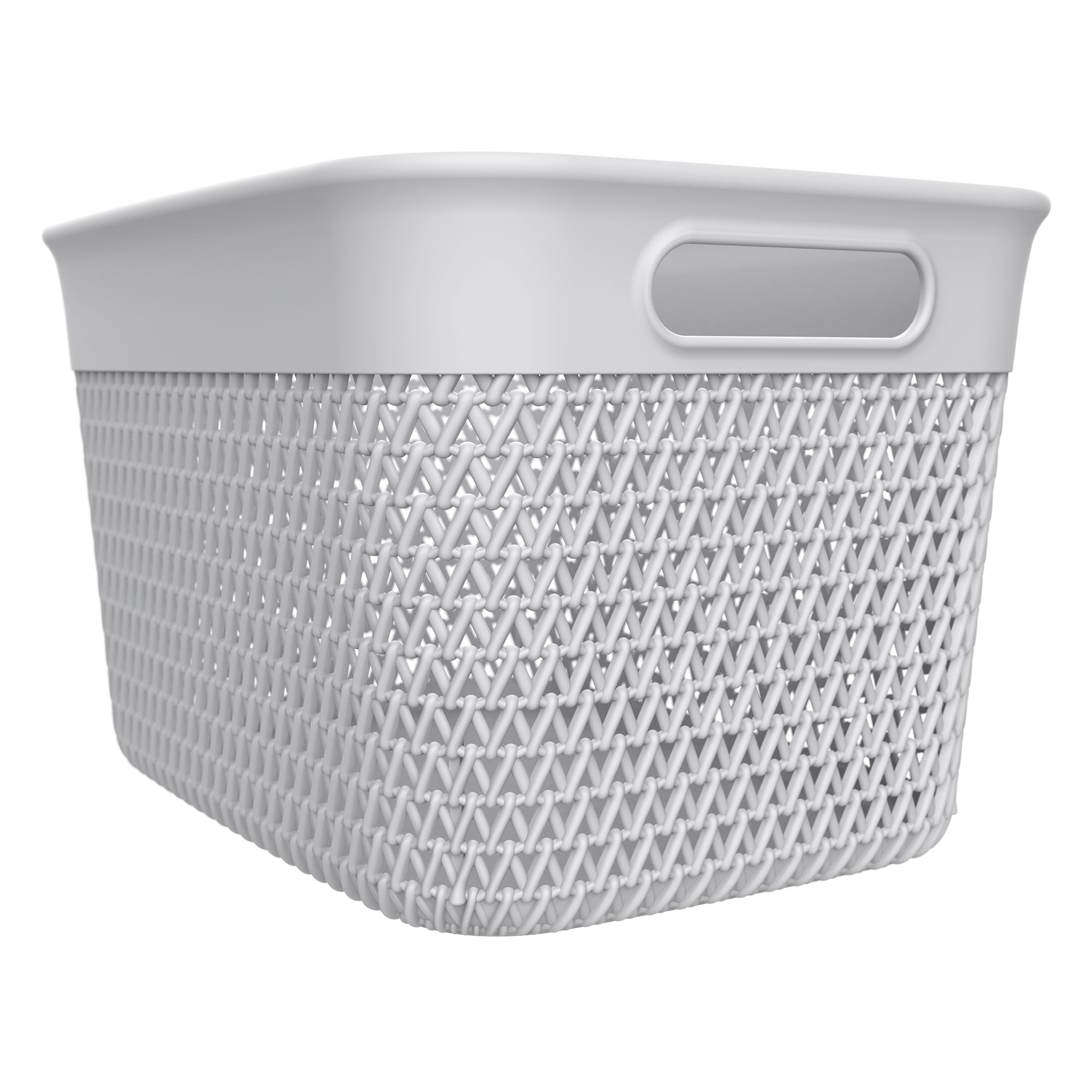 Life Story 16 Quart Decorative Storage Basket, Large Plastic Home Organizer, White
