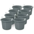 thumbnail image 1 of Life Story 17 Gal Round Open Storage Bucket with Rope Handles, Gray, 8 Pack, 1 of 3