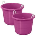 thumbnail image 1 of Life Story 17 Gallon Plastic Storage Open Top Bucket with Rope Handles, Purple, 2 Pack, 1 of 4