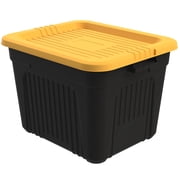 Life Story 20 gal Storage Bin with Lid, Stackable, Black/Yellow
