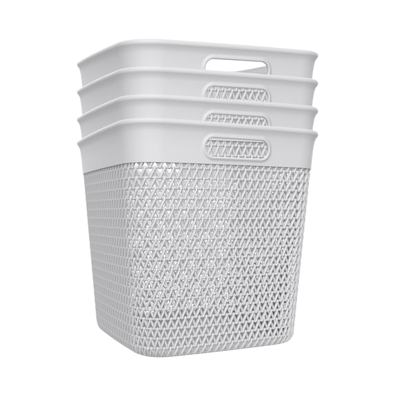 Life Story 26 Quart Decorative Storage Basket, XL Plastic Home Organizer, White, 4 Pack