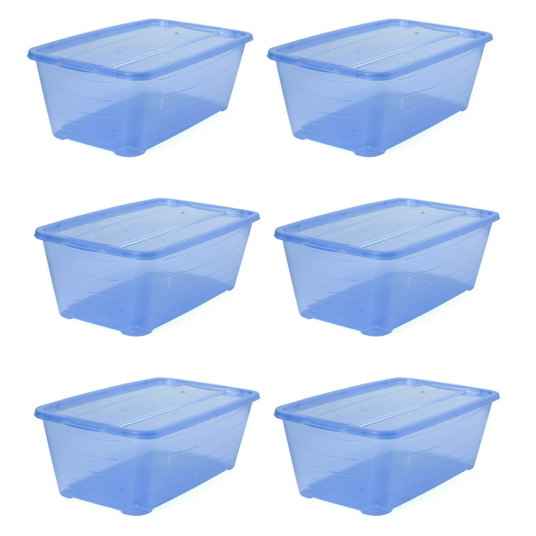 5.5 Quart Plastic Storage Boxes Bins Containers with Lids and Handles, 6  Packs