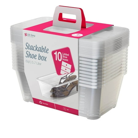 Life Story 5.7L Shoe and Closet Storage Box Stacking Containers, (10 Pack)