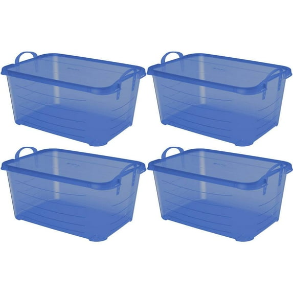 Life Story 55 Qt. (4 Pack) Adult Plastic Storage Bin, Blue