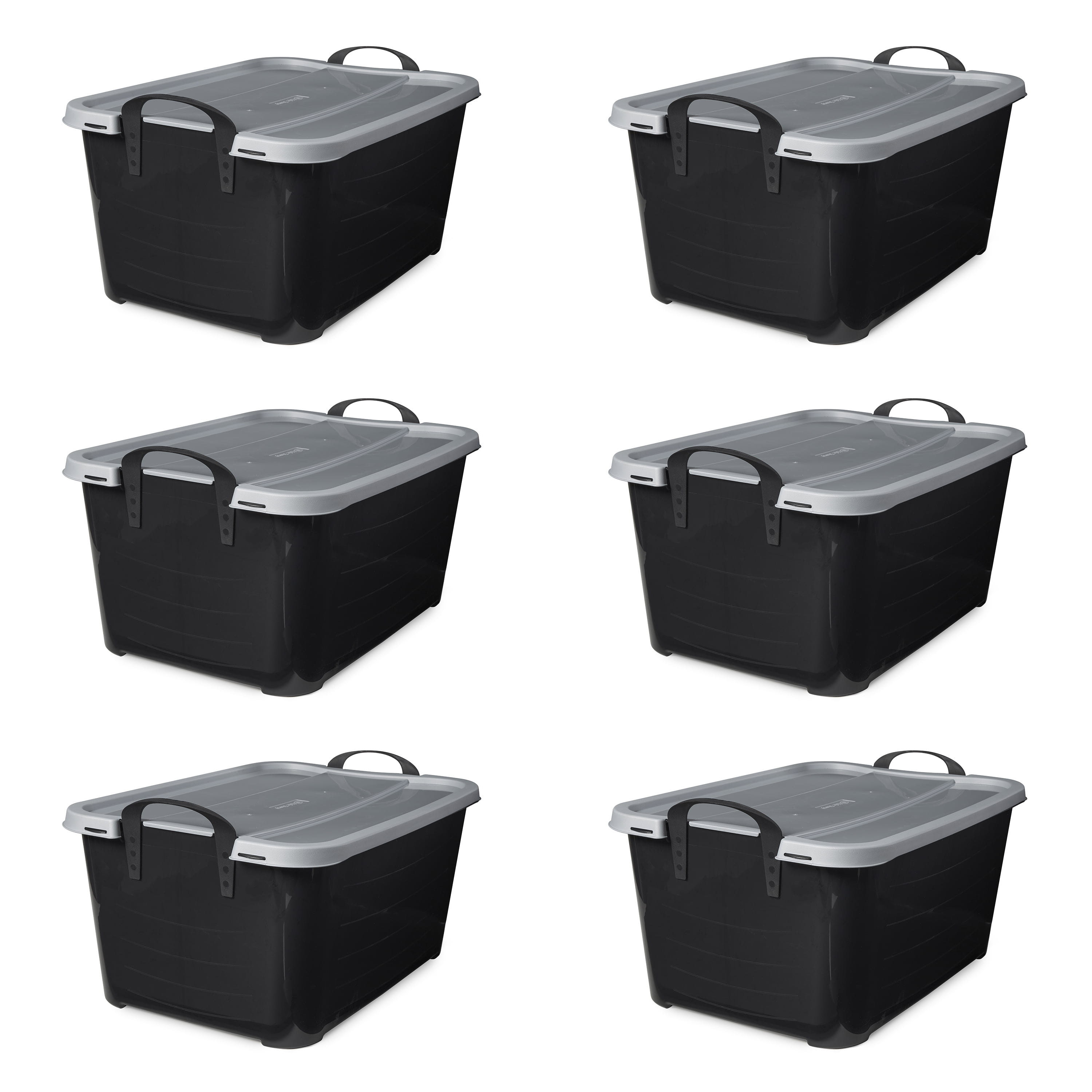 Life Story Clear 6-Quart Storage Box with Gray Snap Lids, 6-Pack