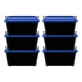 thumbnail image 1 of Life Story 55 Qt Stackable Storage Bin, Heavy Duty Lidded Container, Black/Blue, 6 Pack, 1 of 8