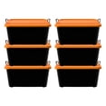 thumbnail image 1 of Life Story 55 Qt Stackable Storage Bin, Heavy Duty Lidded Container, Black/Orange, 6 Pack, 1 of 1