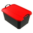 thumbnail image 1 of Life Story 55 Qt Stackable Storage Bin, Heavy Duty Lidded Container, Black/Red, 6 Pack, 1 of 7
