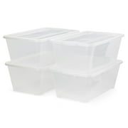 Life Story 6 Quart Rectangular Clear Plastic Lidded Storage Shoe Box, 4 Pack
