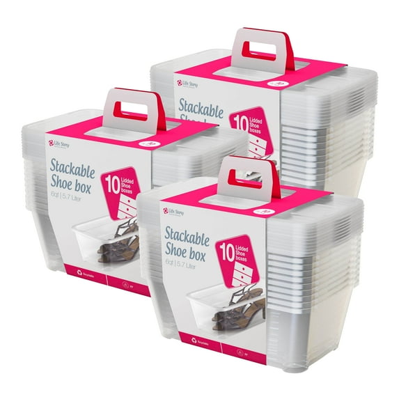 Life Story 6L Shoe and Closet Storage Box Stacking Containers, (30 Pack)