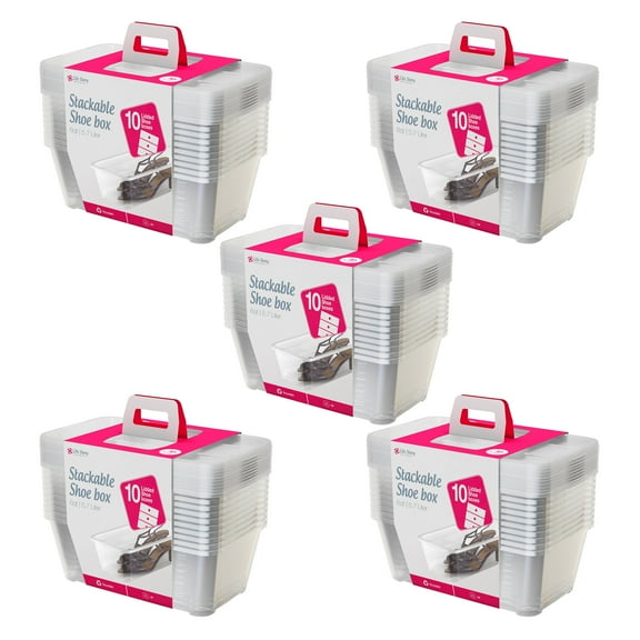 Life Story 6L Shoe and Closet Storage Box Stacking Containers, (50 Pack)