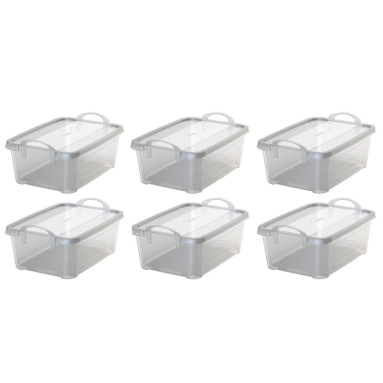 Clear White Stackable Plastic Lidded Storage Box Set