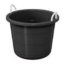 Life Story Flexible 17-Gallon Plastic Storage Tub with Rope Handles, Multi-Purpose Utility Bucket (Black)
