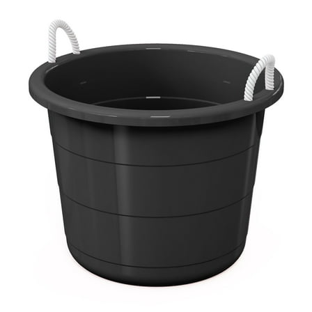Life Story Flexible 17-Gallon Plastic Storage Tub with Rope Handles, Multi-Purpose Utility Bucket (Black)