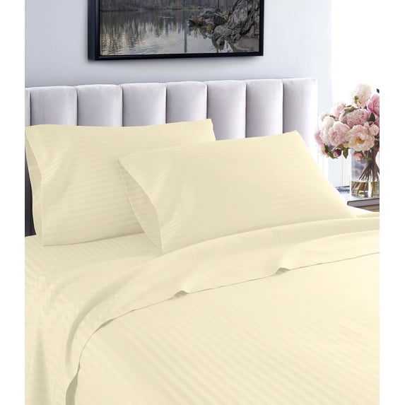 Home Sweet Home Dream LifeStyle Luxury Hotel Stripe 3-Piece 1200 Thread Count Ivory Stripe 100% Egyptian Cotton Sateen Sheet Set, Twin – Deep pocket