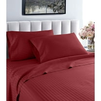 Life Style 1200 Thread Count 100% Egyptain Cotton 4-Piece Deep Pocket Stripe Sheet Set (Full, Burgundy)