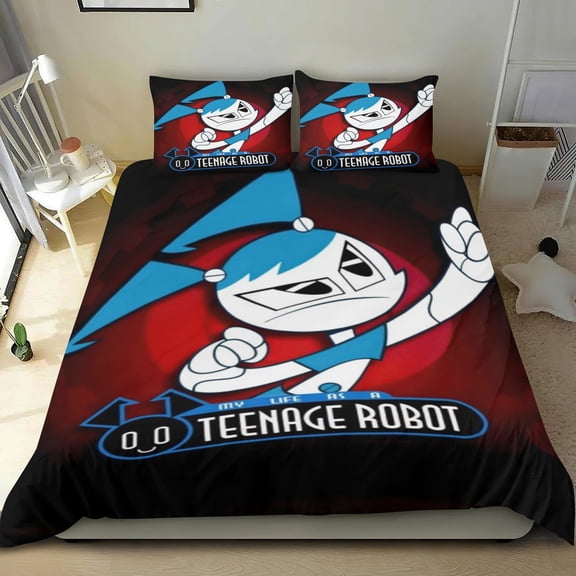 My Life as a Teenage Robot Themed Bed Sheet Set Three Piece Set 36x75 In ches Comfortable And Skin Friendly Unique Design Creating A Star Studded Night Home Gifts For Family Friends fans