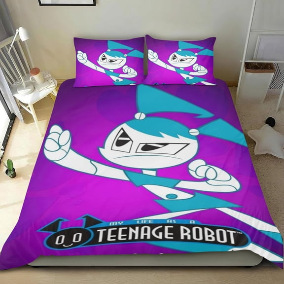 My Life as a Teenage Robot Themed Bed Sheet Set Three Piece Set 36x75 In ches Comfortable And Skin Friendly Unique Design Creating A Star Studded Night Home Gifts For Family Friends fans
