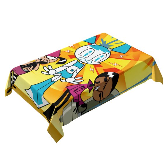 My Life as a Teenage Robot-theme square tablecloth has an iconic print, fits most tables, and is easy to care for perfect gifts for fans friends and family55" x 71"140*180cm