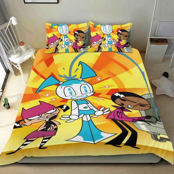 My Life as a Teenage Robot-themed Bed Sheet Set Three Piece Set Comfortable And Skin Friendly Unique Design Home Decor Gifts For Family Friends fans54''x79''135cm*200cm