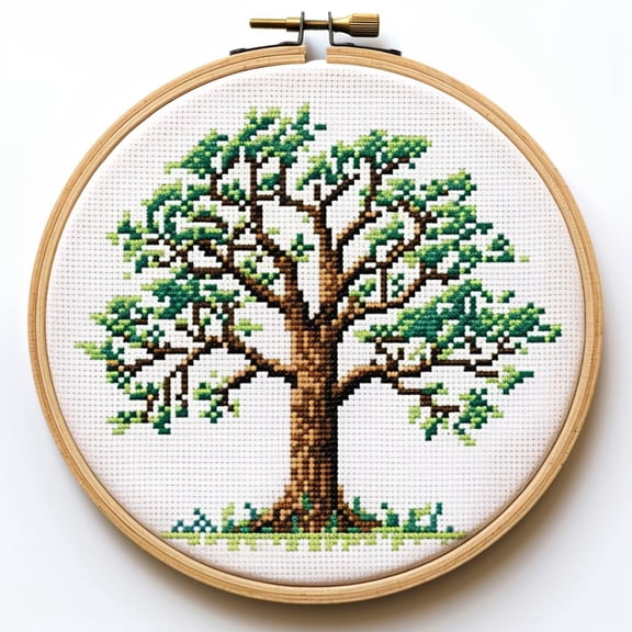 Life Tree 11CT Stamped Cross Stitch Kits Easy for Beginners Child with Hoop DIY Needlepoint Counted Embroidery Kits Art Craft Wall Decor 12x12IN(3)