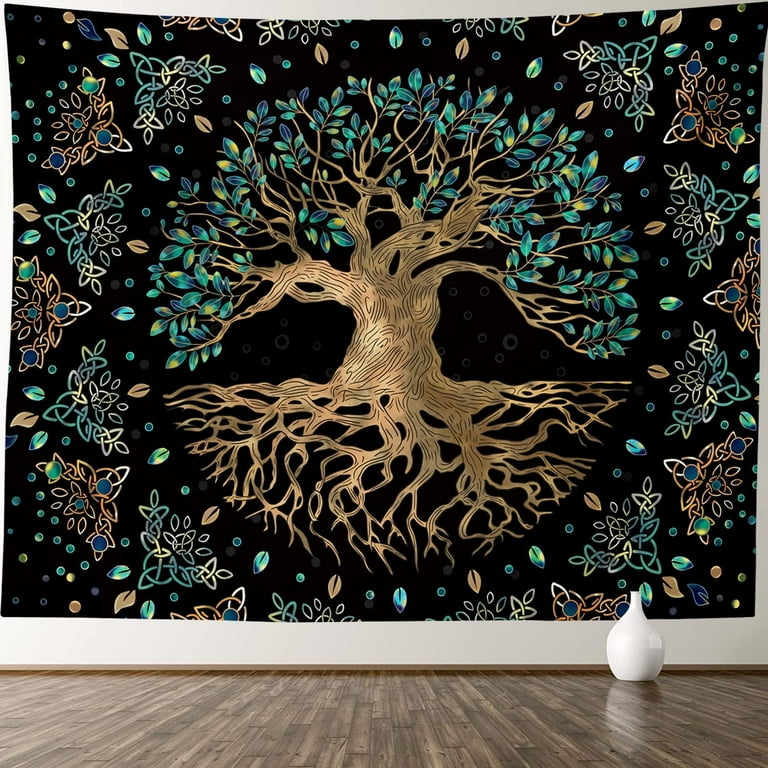 Life Tree Tapestry Wall Hanging Bohemian Hippie Wishing Tree Tapestries Psychedelic Wall Carpet Mystic Aesthetic Wall Tapestry for Living Room