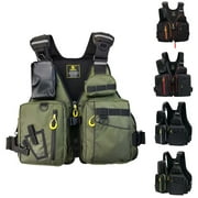 Life Vests For Adults Kayak Large Buoyancy Jacket With Pockets Outdoor Fishing Buoyancy Vest Army Green Safety Flotation Devices One Size