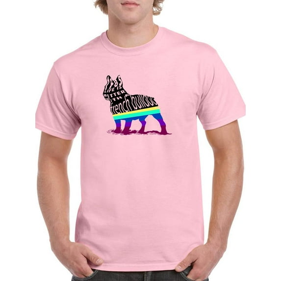 Life W Bulldog Silhouette T-Shirt Men -Image by Shutterstock, Male XX-Large