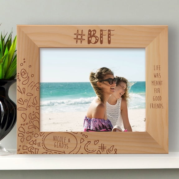 Life Was Meant For Good Friends Personalized Wooden Frame-10" x 8" Brown Horizontal